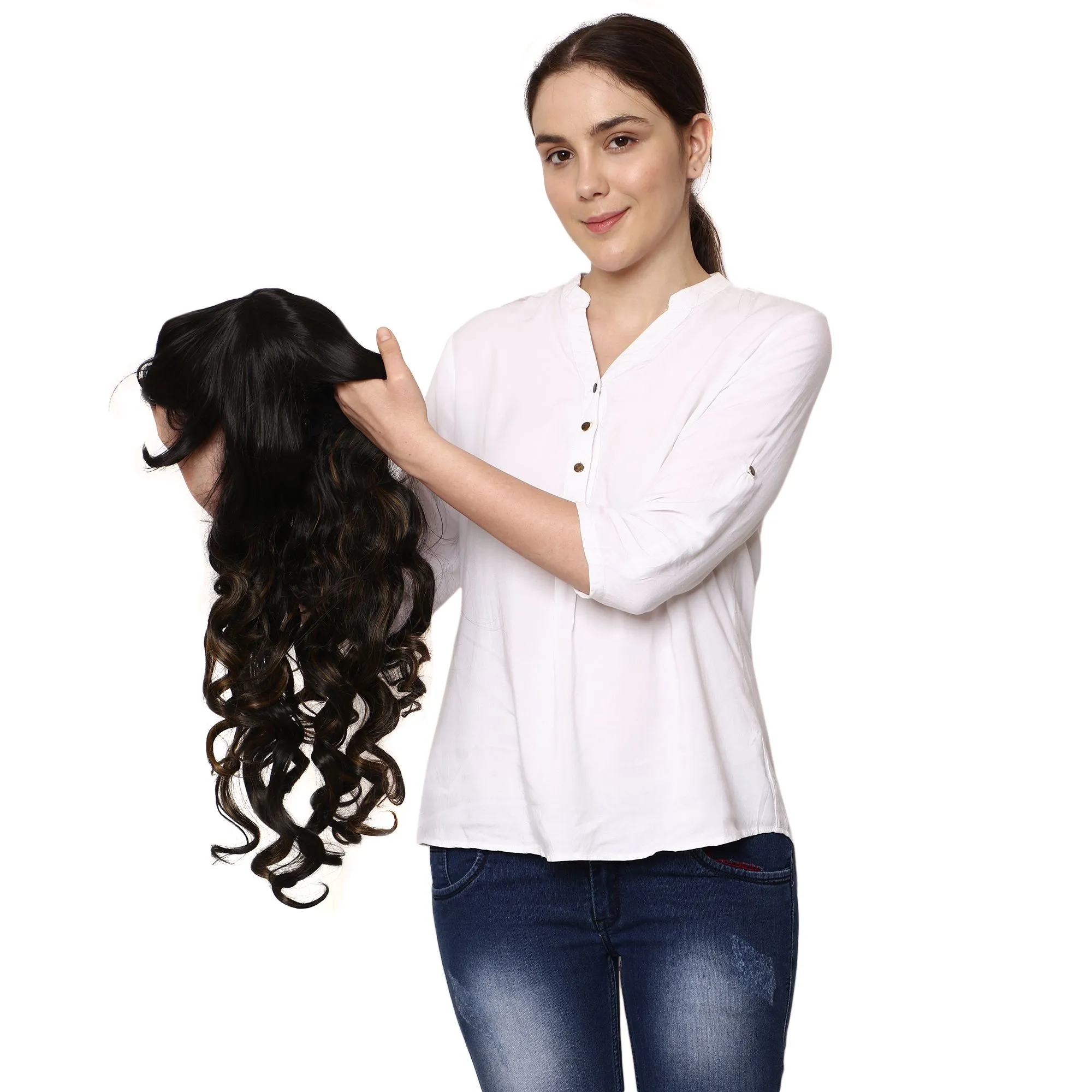 Thrift Bazaar Deepika Padukone Loose Curls Long Highlighted Wig