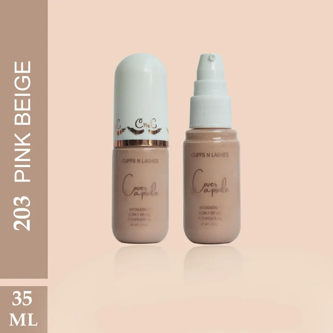 Cuffs N Lashes Cover Capsule Hydrating Foundation, Pink Beige 203