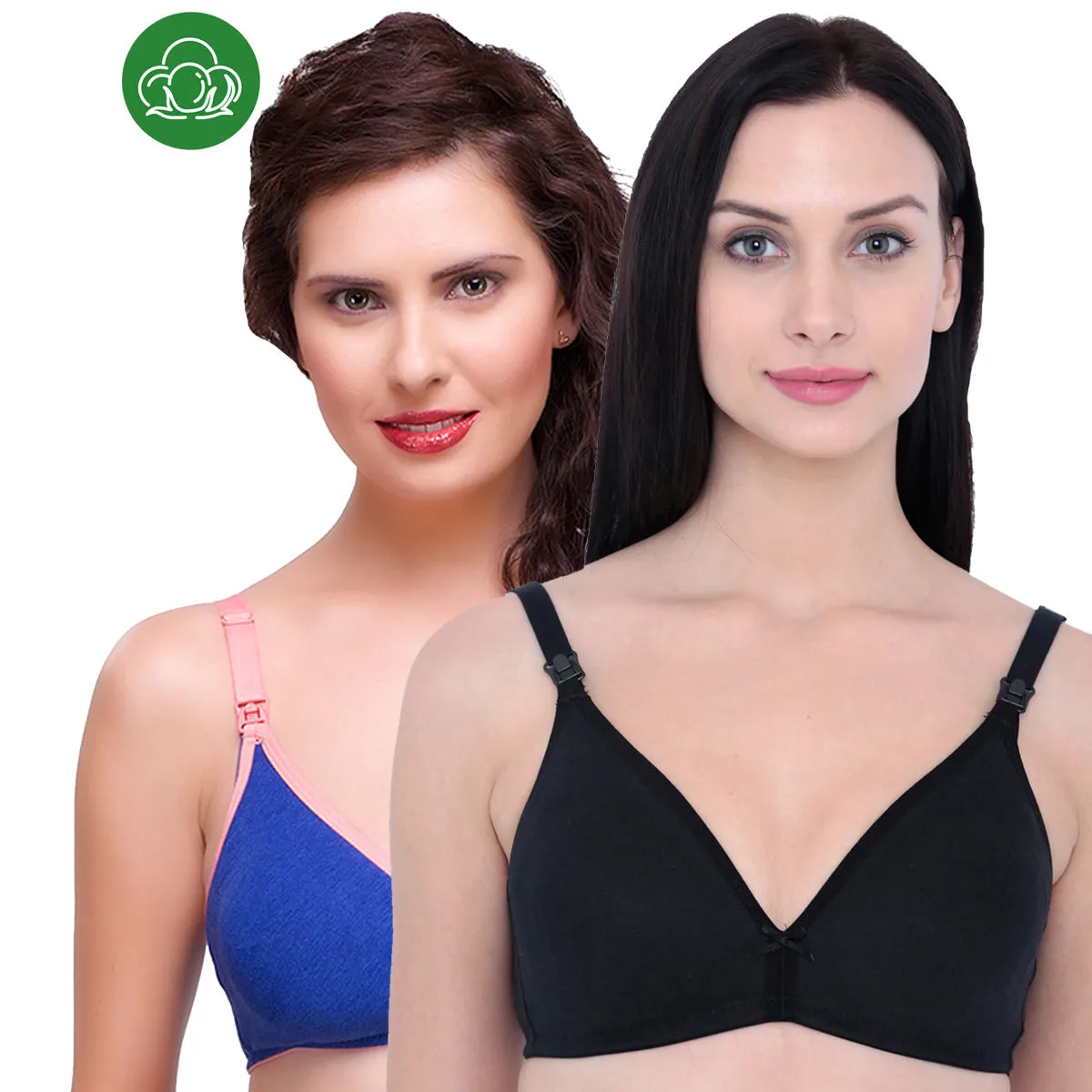 Inner Sense Organic Cotton Antimicrobial Nursing Bra Pack of 2 - Multi-Color (38C)