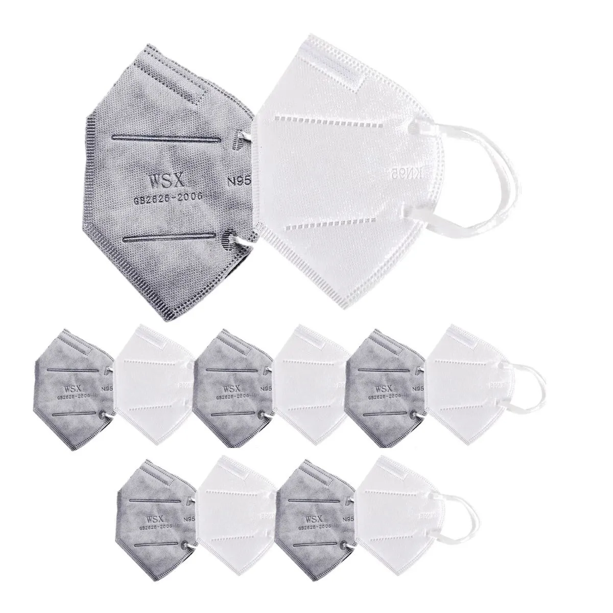 OOMPH Kn95 / N95 Anti-pollution Reusable 5-layer Pack Of 10 Mask (grey,white)