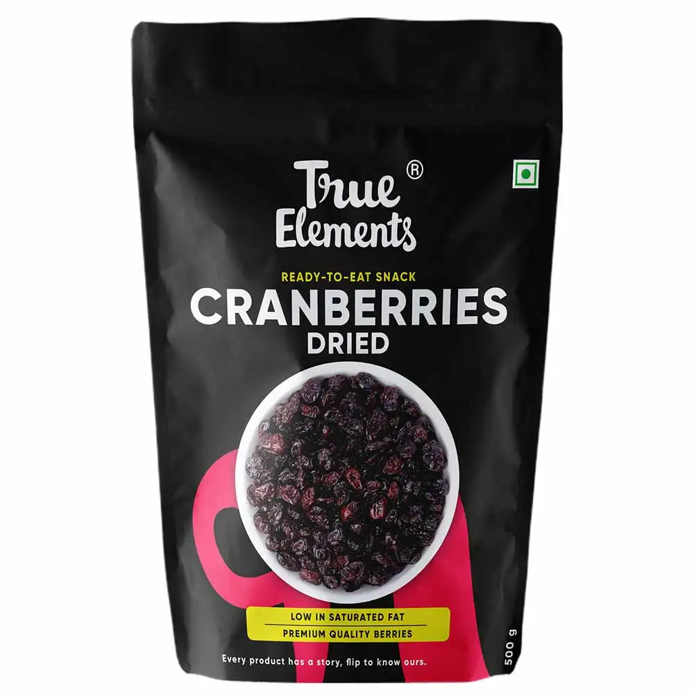 True Elements Dried Whole Cranberries,  Unflavoured  0.5 kg