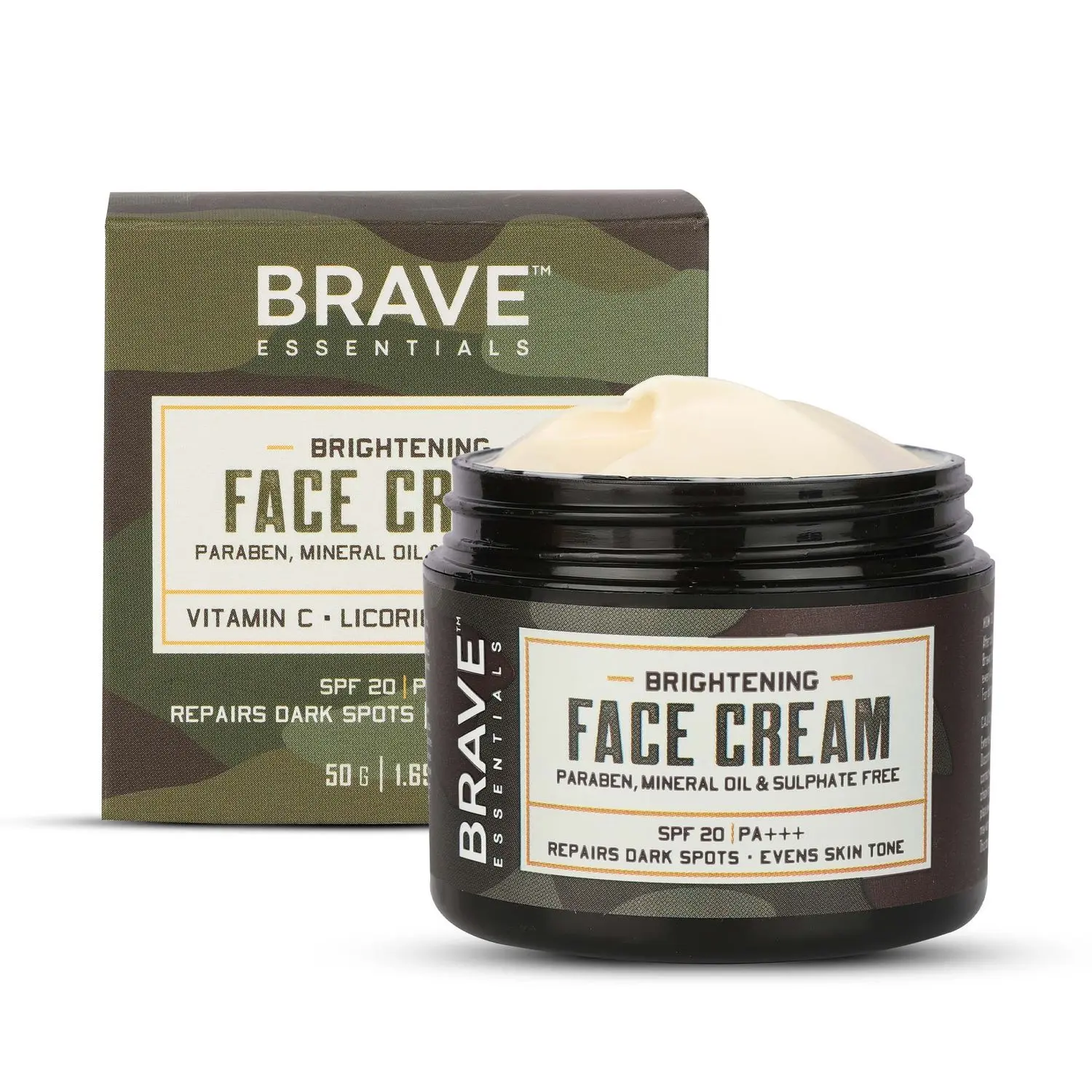 Brave Essentials SPF 20 PA +++ Brightening Face Cream | 50ml |Repairs Dark Spots Evens Skin Tone