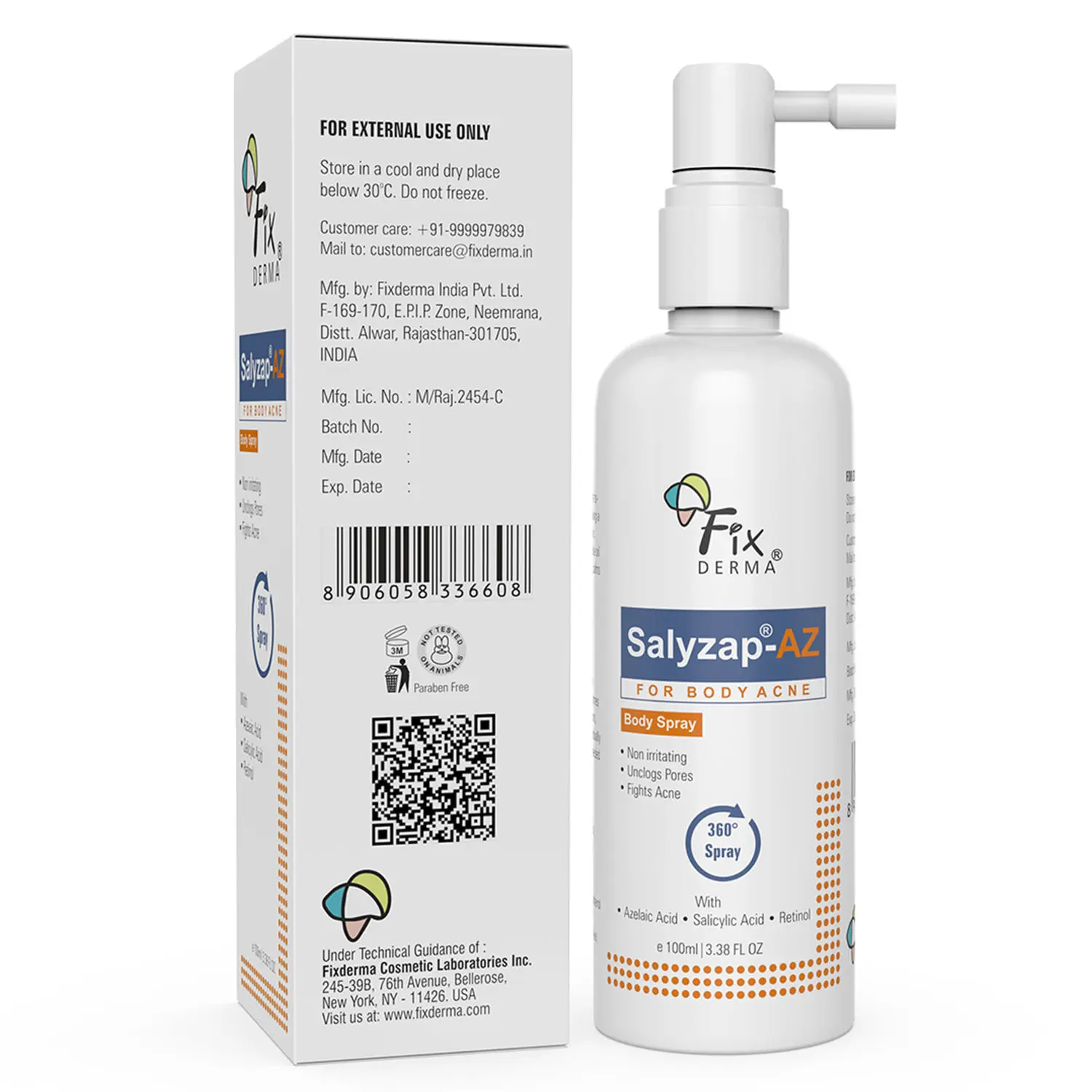 Fixderma Salyzap AZ For Body Acne Spray 100ml