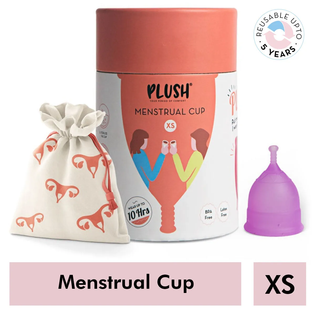 Plush 100% Reusable Menstrual Cup with Cotton Carry Pouch - Extra Small