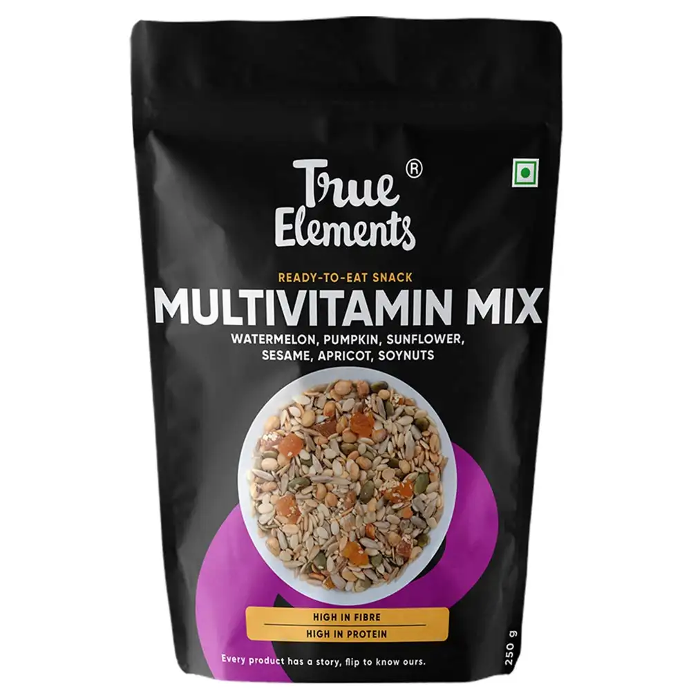 True Elements Multivitamin Trail Mix,  Watermelon Pumpkin Sunflower Sesame Apricot & Soynuts  0.250 kg