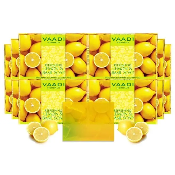 Vaadi Herbals Pack of 12 REFRESHING LEMON AND BASIL SOAP (12 x 75 g)