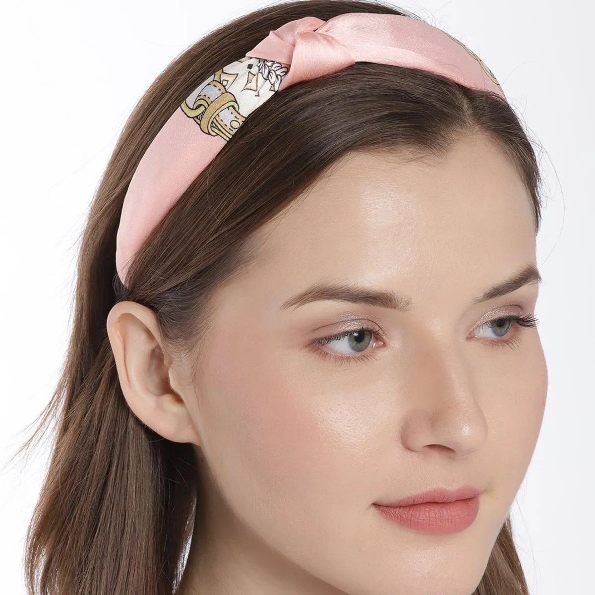 Blueberry Peach Print Satin Knot Hairband