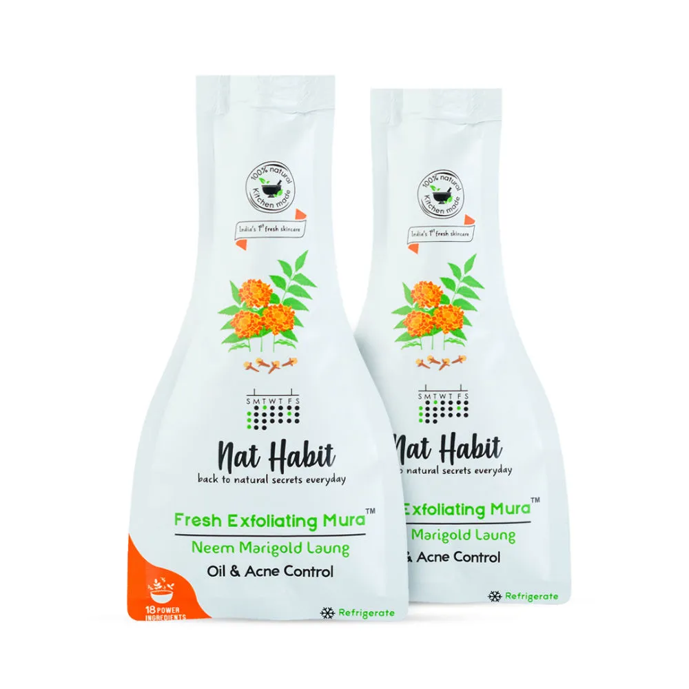 Nat Habit Neem Marigold Laung Fresh Exfoliating Mura Face Scrub - Pack of 2