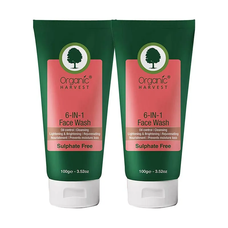 Organic Harvest Sulphate Free 6-In-1 Face Wash - Pack of 2