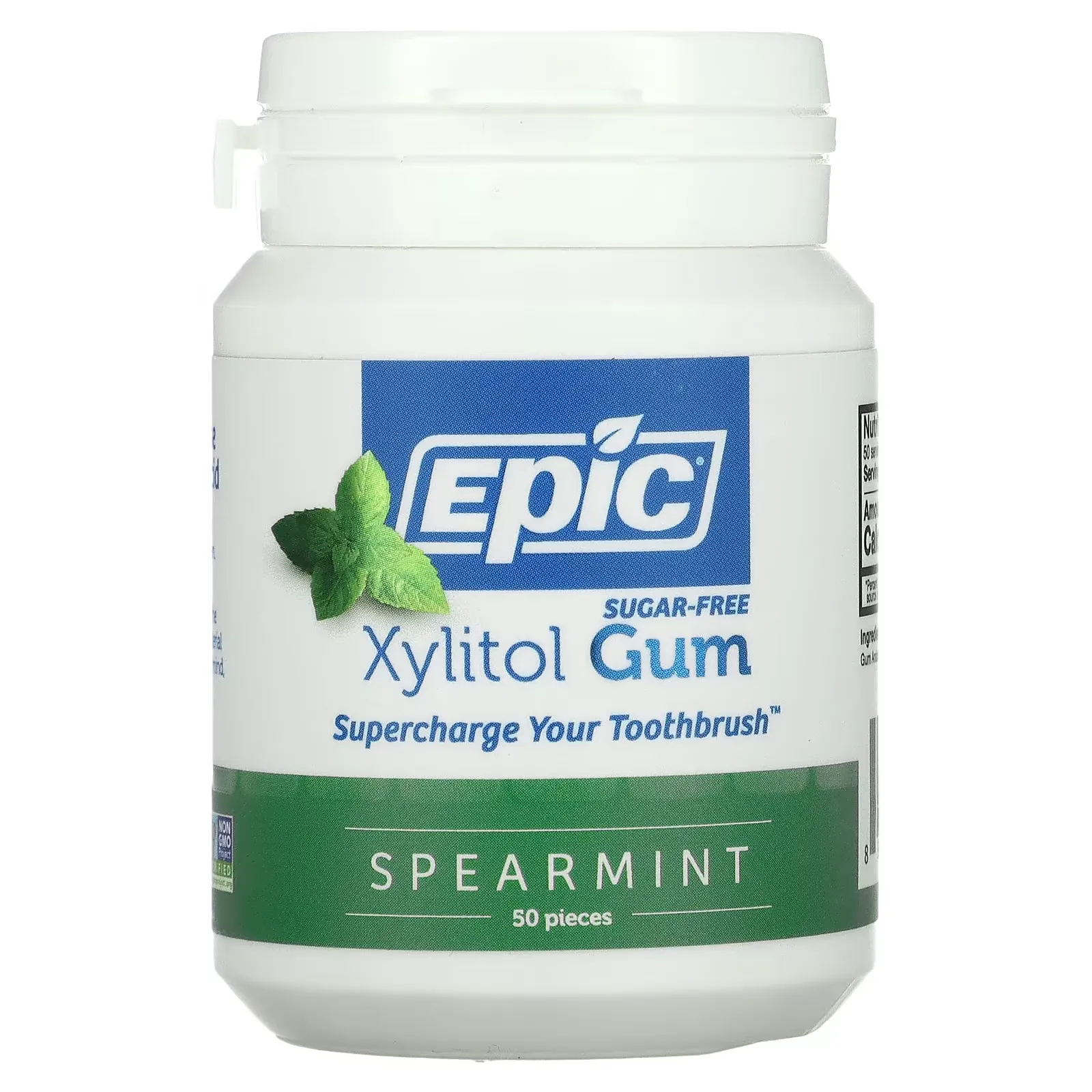 Xylitol Gum, Sugar Free, Spearmint, 50 Pieces