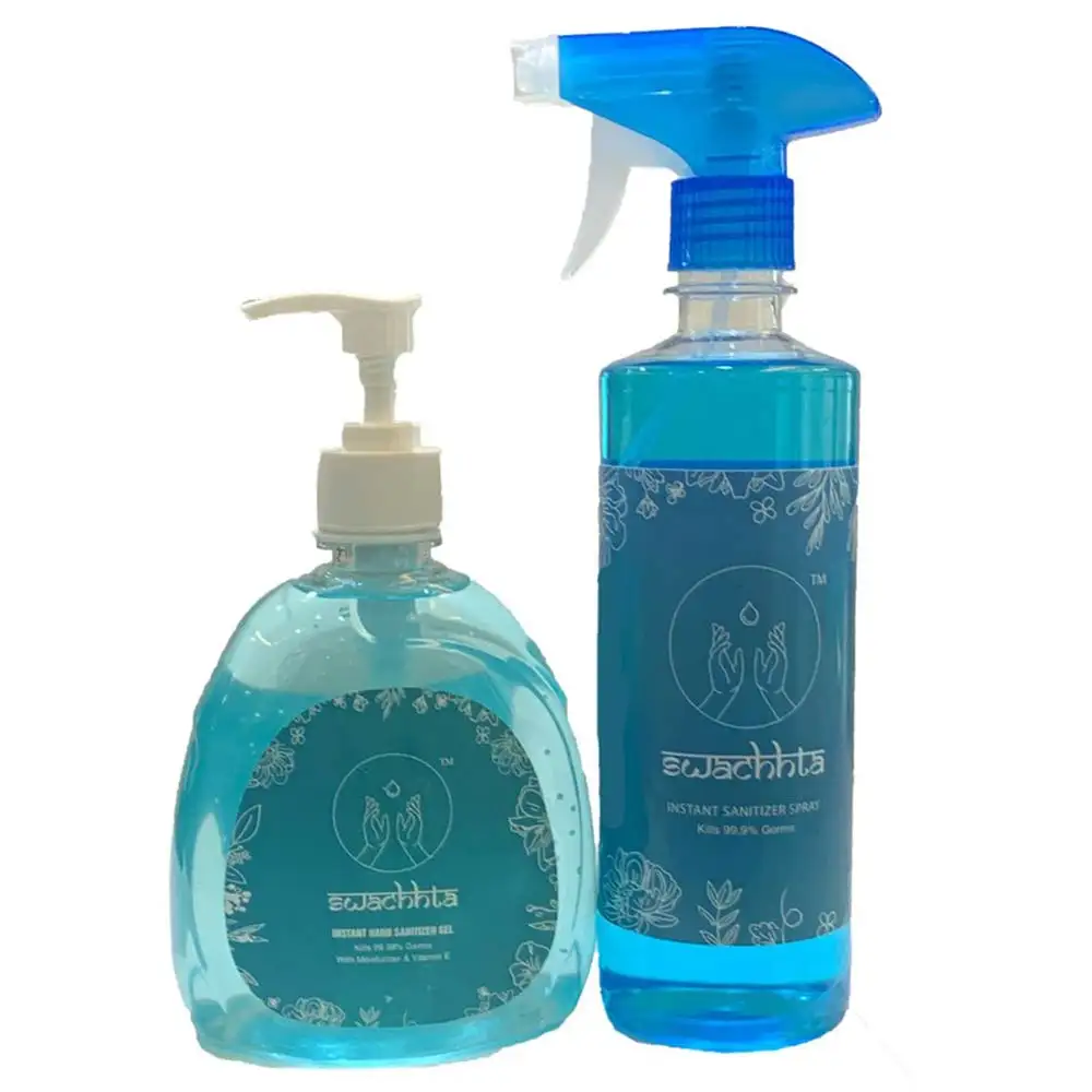 Swachhta Sanitizer Spray & Gel Combo,  Special Flower Oil Fragrance  500 ml  Kills 99.99% of Germs Combo