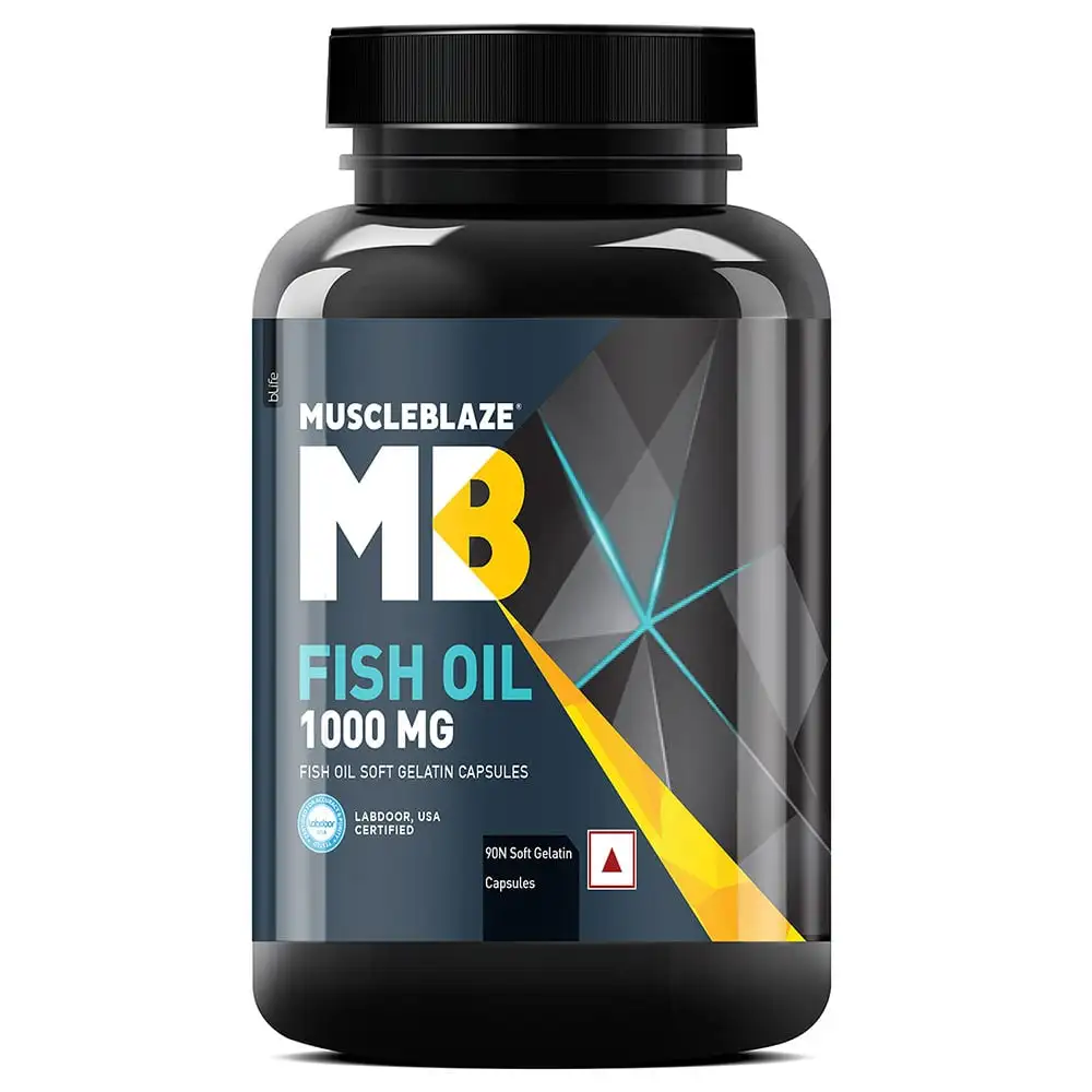 MuscleBlaze Fish Oil (1000 mg) India's Only Labdoor USA Certified for Purity & Accuracy,  90 capsules