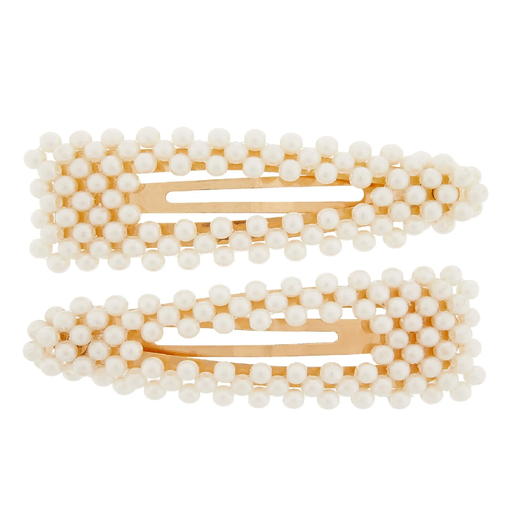 Accessorize London Women's Set of 2 Pearly Snap hair Clips