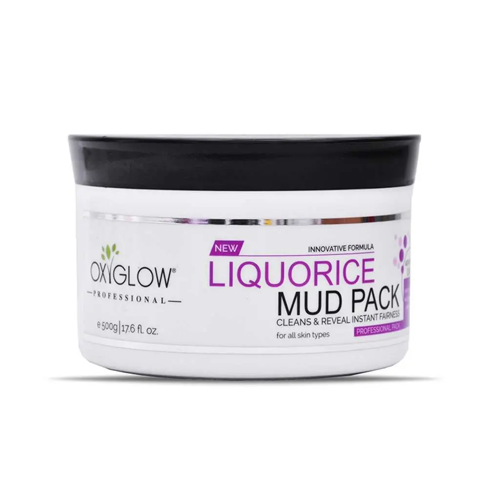 OxyGlow Herbals Liquorice Mud pack,500g,Instant Fairness,Even skintone