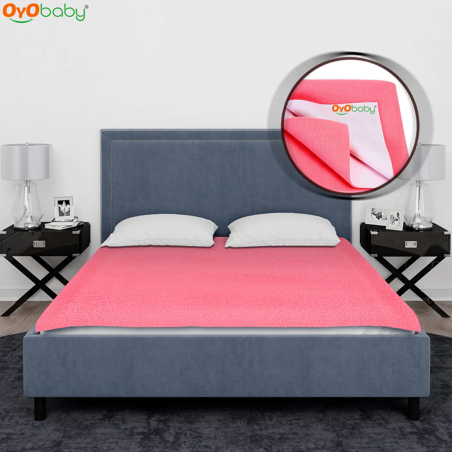 OYO Baby Waterproof Rubber Sheet Double Bed Size (260cm X 200cm, Salmon Rose)