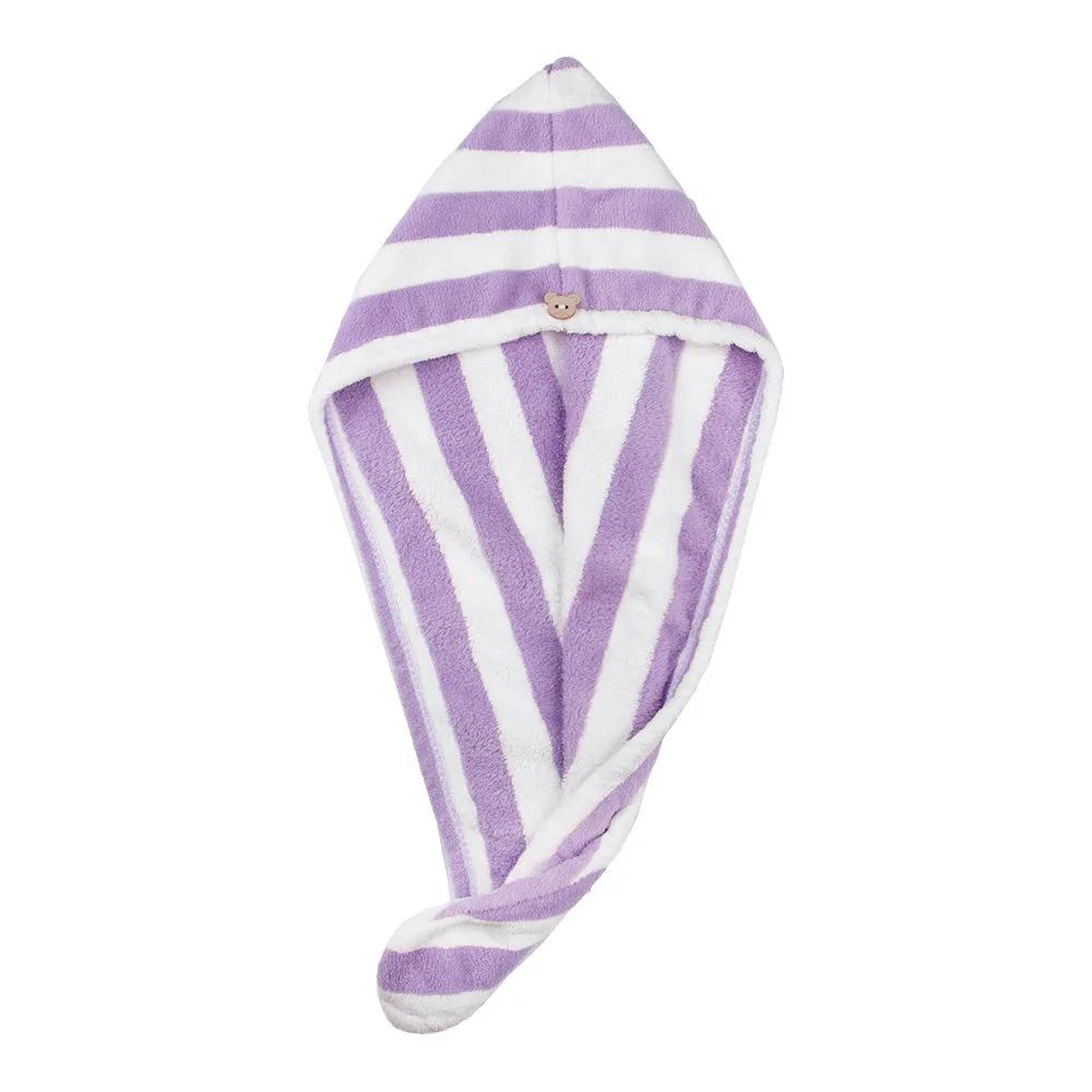 Streak Street Microfiber Hair Wrap Towel - Lavender Stripes