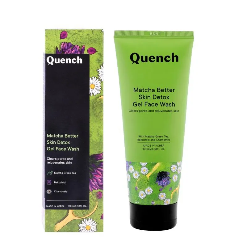 Quench Matcha Better Skin Detox Gel Face Wash, Purifies Skin, Bakuchiol And Orange Oil,