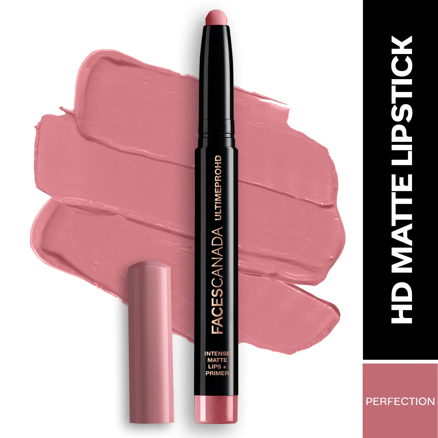 Faces Canada HD Intense Matte Lipstick | Feather light comfort | 10 hrs stay| Primer infused | Flawless HD finish | Made in Germany | Shade - Perfection 1.4g