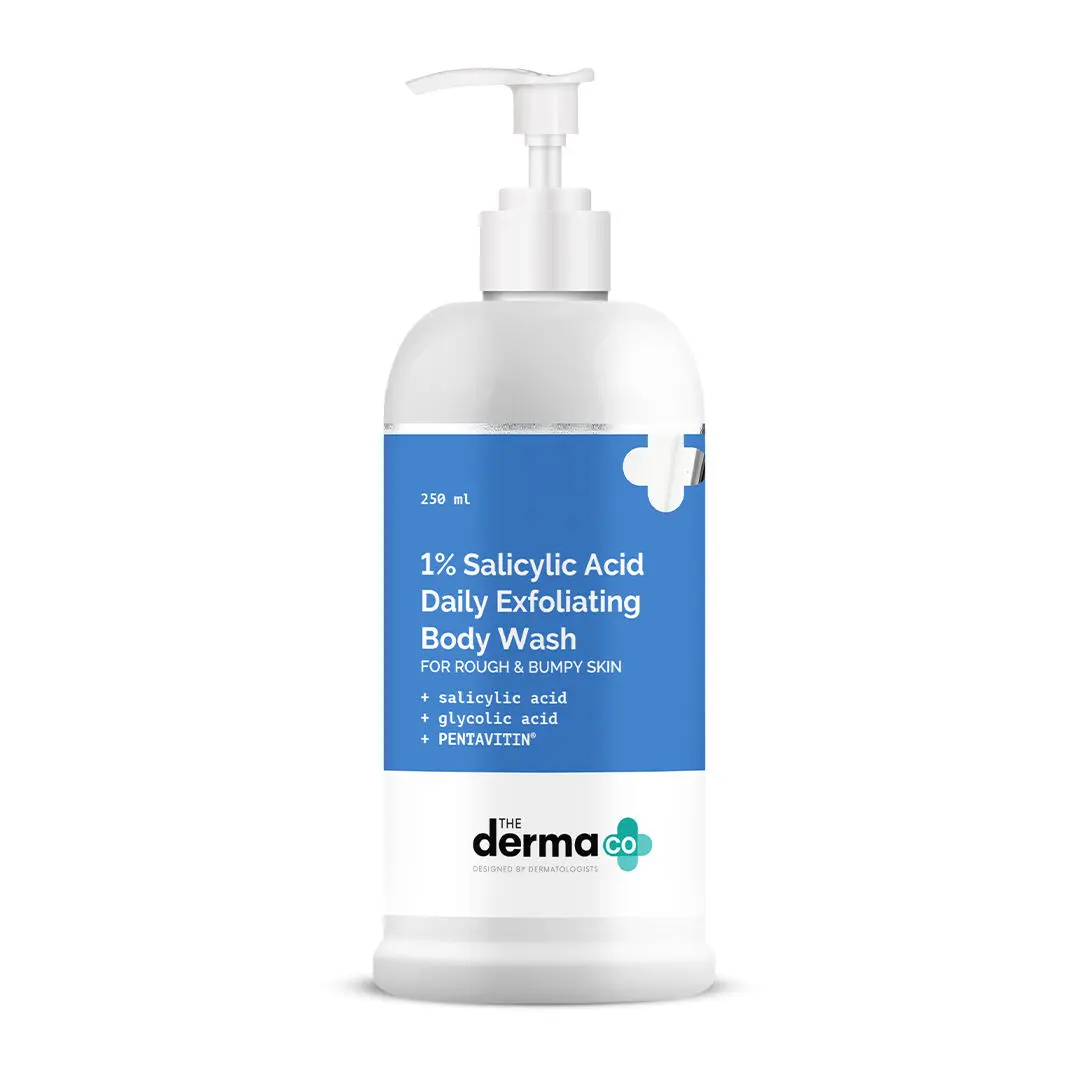 The Derma co 1% Salicylic Acid Daily Exfoliating Body Wash with Salicylic Acid , Glycolic Acid & PENTAVITIN® - 250ml