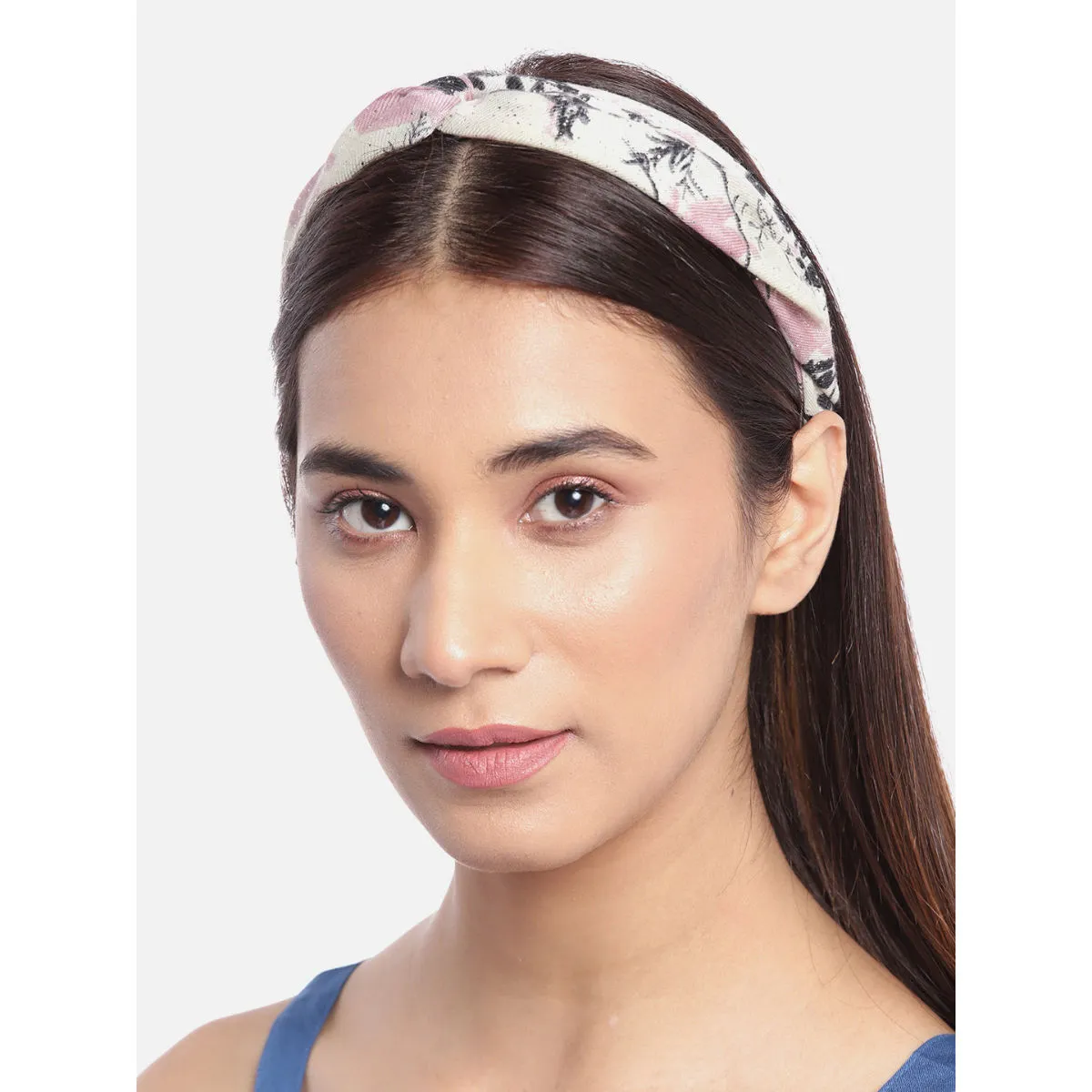 Blueberry Floral Printed Peach Knot Hairband