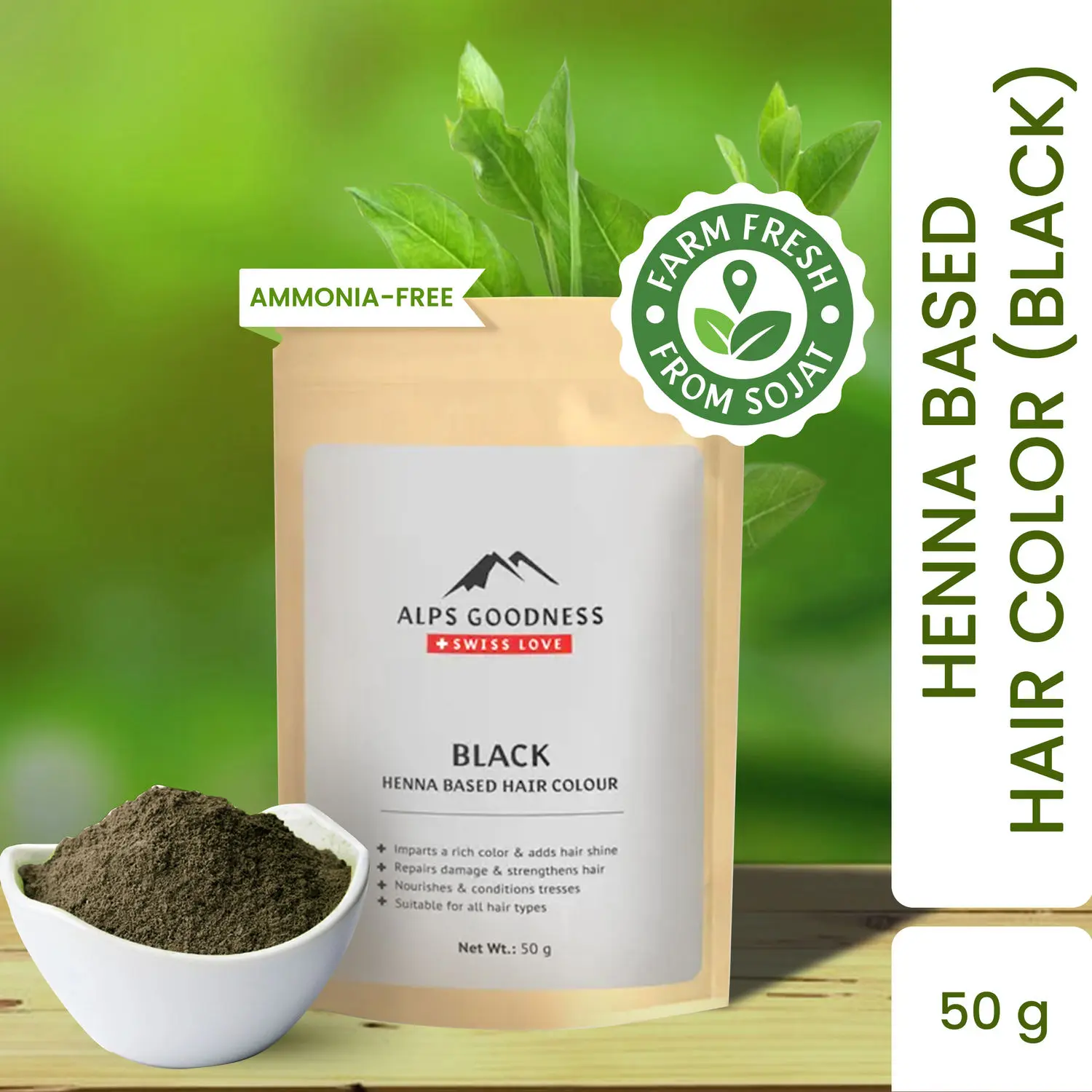 Henna Based Hair Color Powder - Black