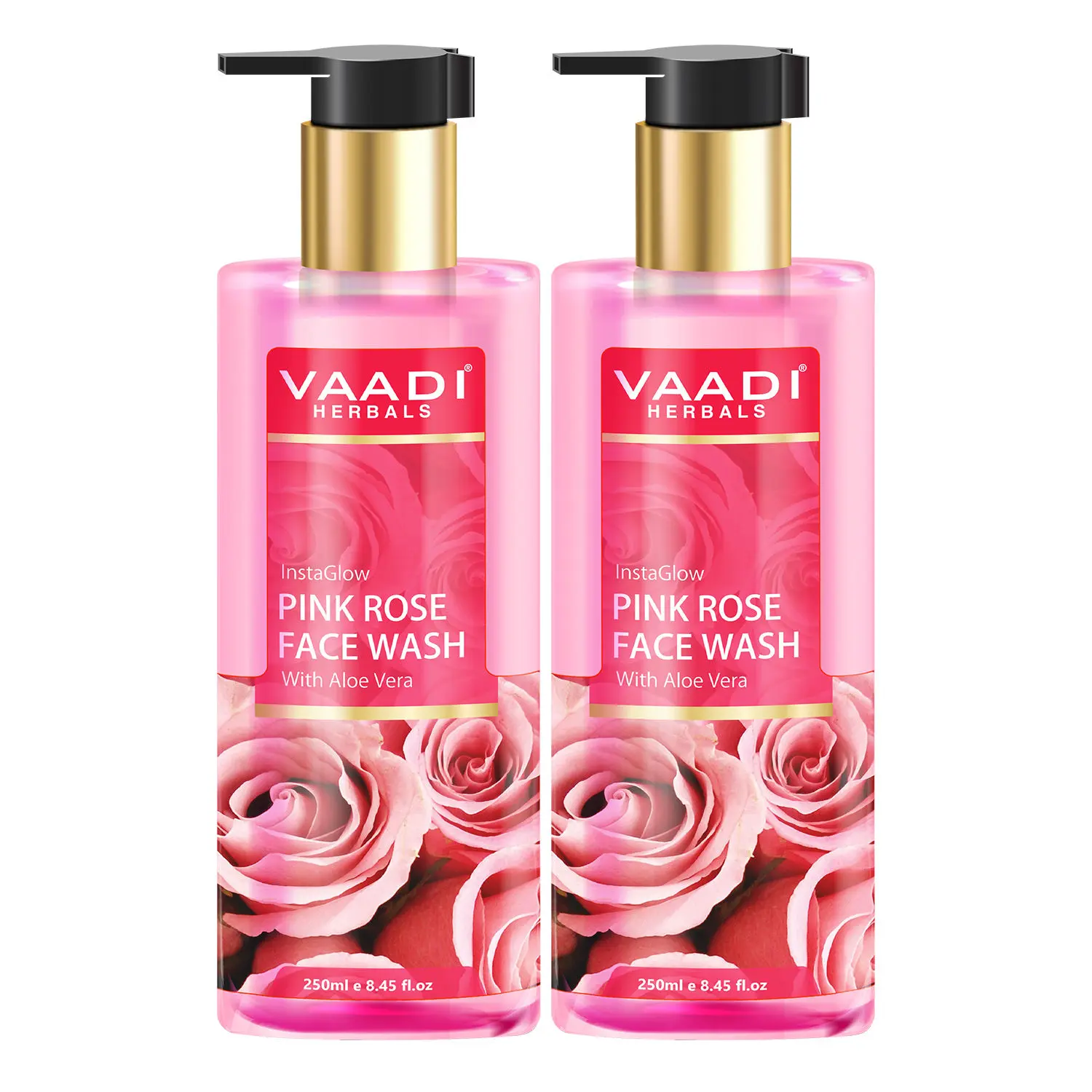 Vaadi Herbals Pack of 2 Insta Glow Pink Rose Face Wash with Aloe Vera Extract (250 ml x 2)