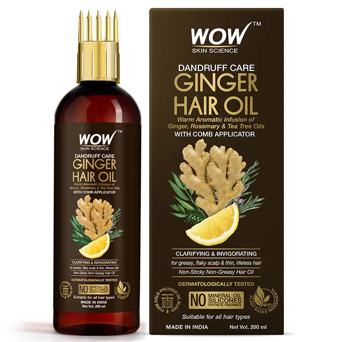 WOW Skin Science Ginger Hair Oil - For Dandruff Care - With Comb Applicator(200ml)