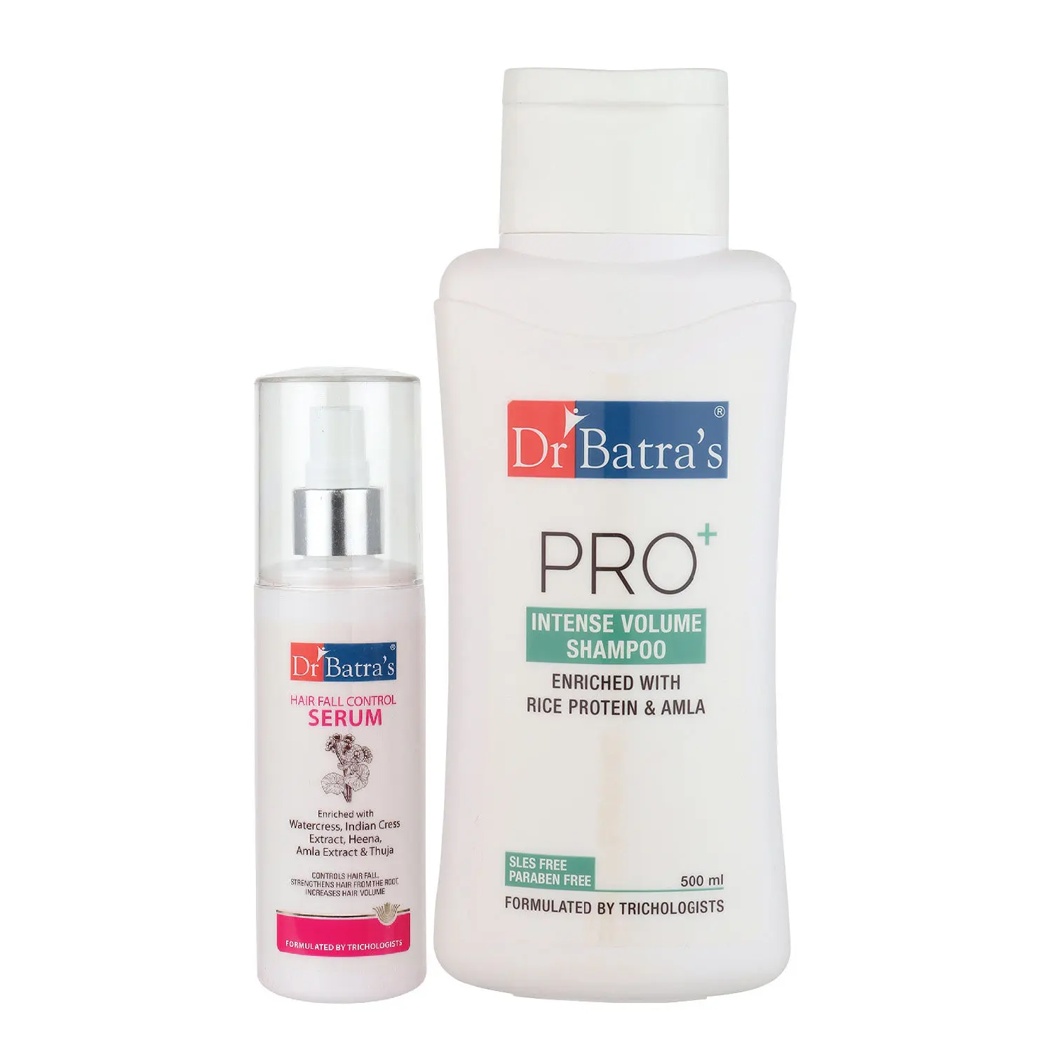 Dr Batra's Hair Fall Control Serum-125 ml and Pro+ Intense Volume Shampoo - 500 ml