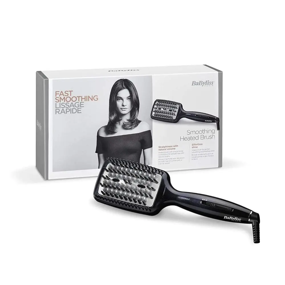 Babyliss Hot Straightening Brush 3D Tech Black -HSB101E. Up to 200C. Heated straightening fins, Flexible taming bristles