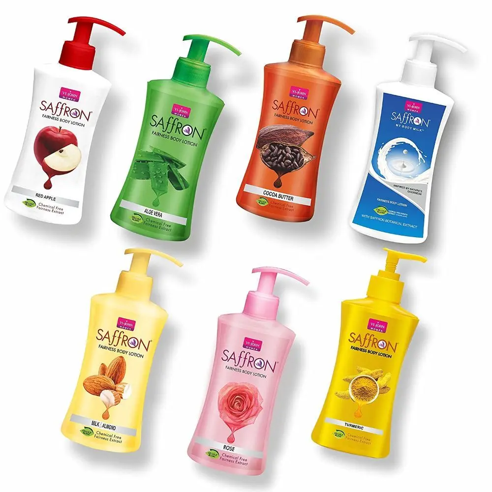 VI-JOHN Women All Skin Types Red Apple ,Aloevera,Cocoa Butter,Milk Almond,Rose,Turmeric & Milk Fairness Body Lotion 250ml Each For Women (Pack of 7)