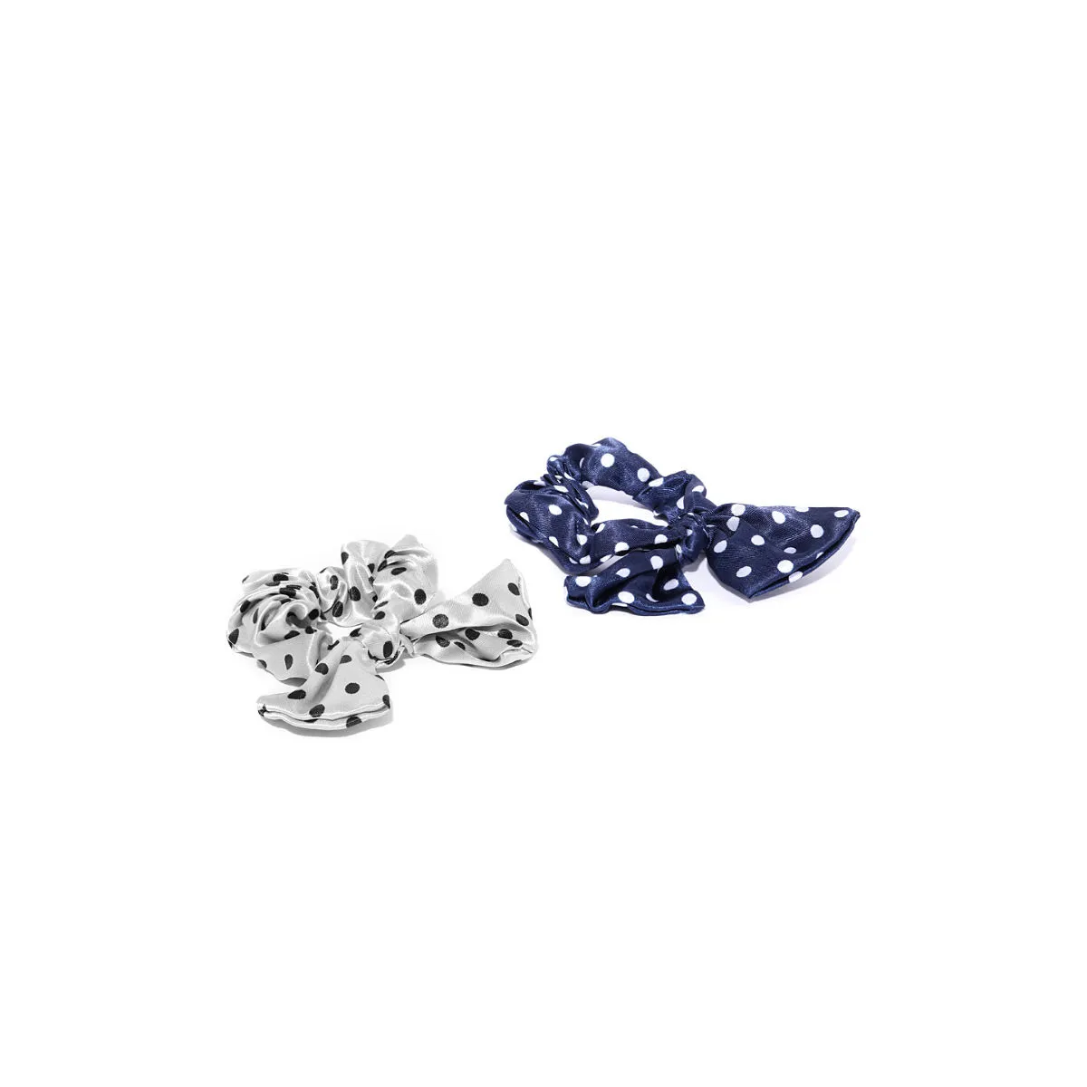 Blueberry Set Of 2 Multi Polka Dot Printed Bow Scrunchies