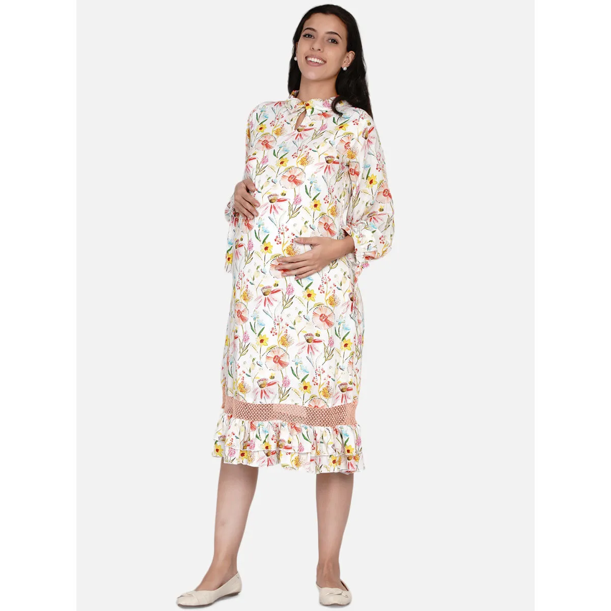 The Kaftan Company Off-White Brushed Dandelion Maternity Dress Off white (3XL)