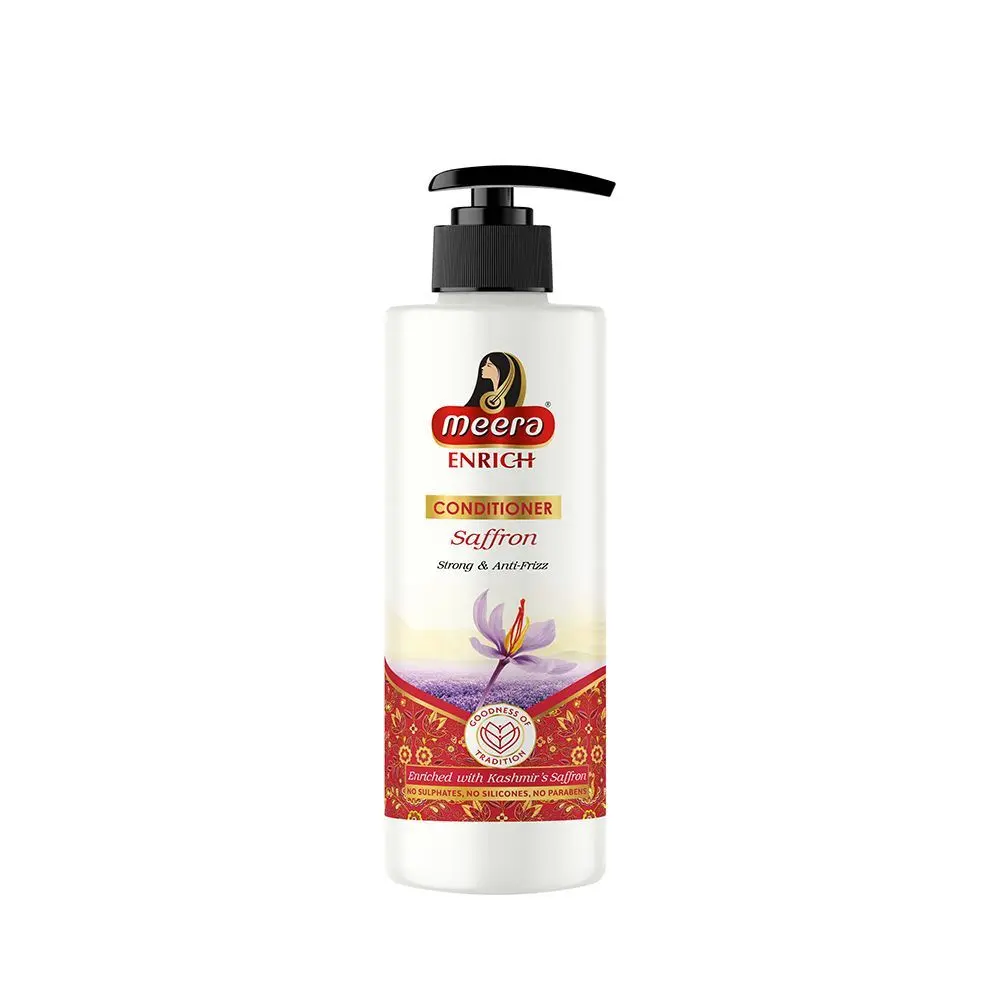 Meera Enrich Conditioner For Strong & Anti-Frizz Hair, Enriched With Kashmir's Saffron, For Men & Women, Paraben, Silicone & Sulphate Free, 250ml