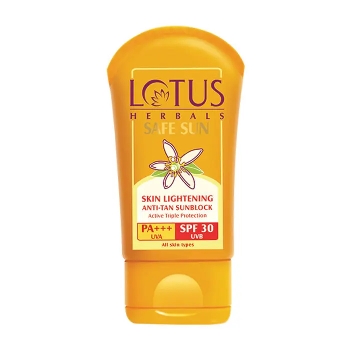 Lotus Herbals Safe Sun Skin Lightening Anti -Tan Sunscreen | SPF 30 | PA+++ | Active Triple Protection | 50g