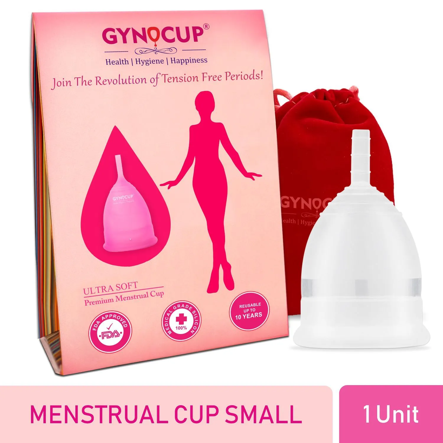 GynoCup Premium Menstrual Cup For Women, Fda Approved Transparent Small Size