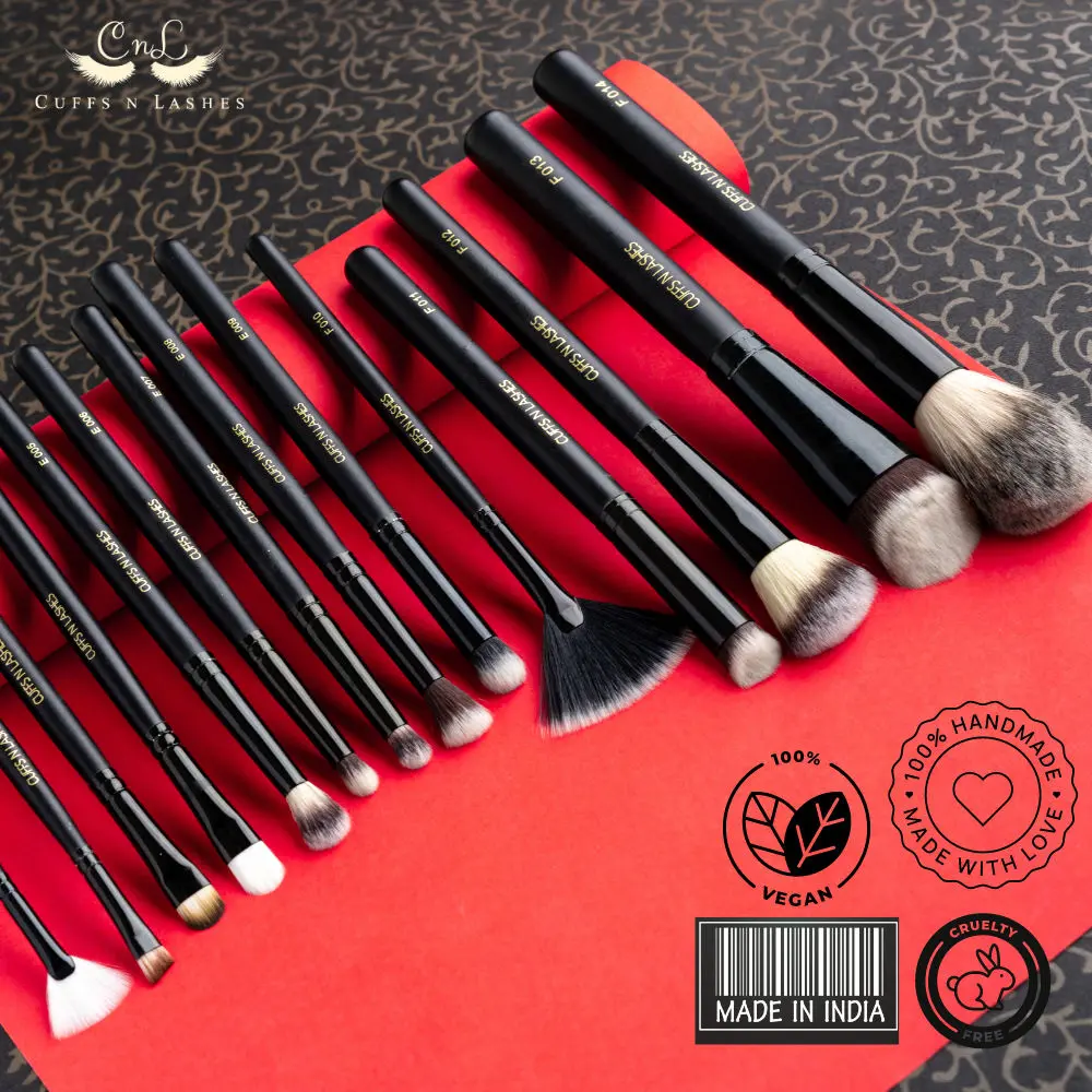 Cuffs N Lashes Makeup Brushes, Set Of 14