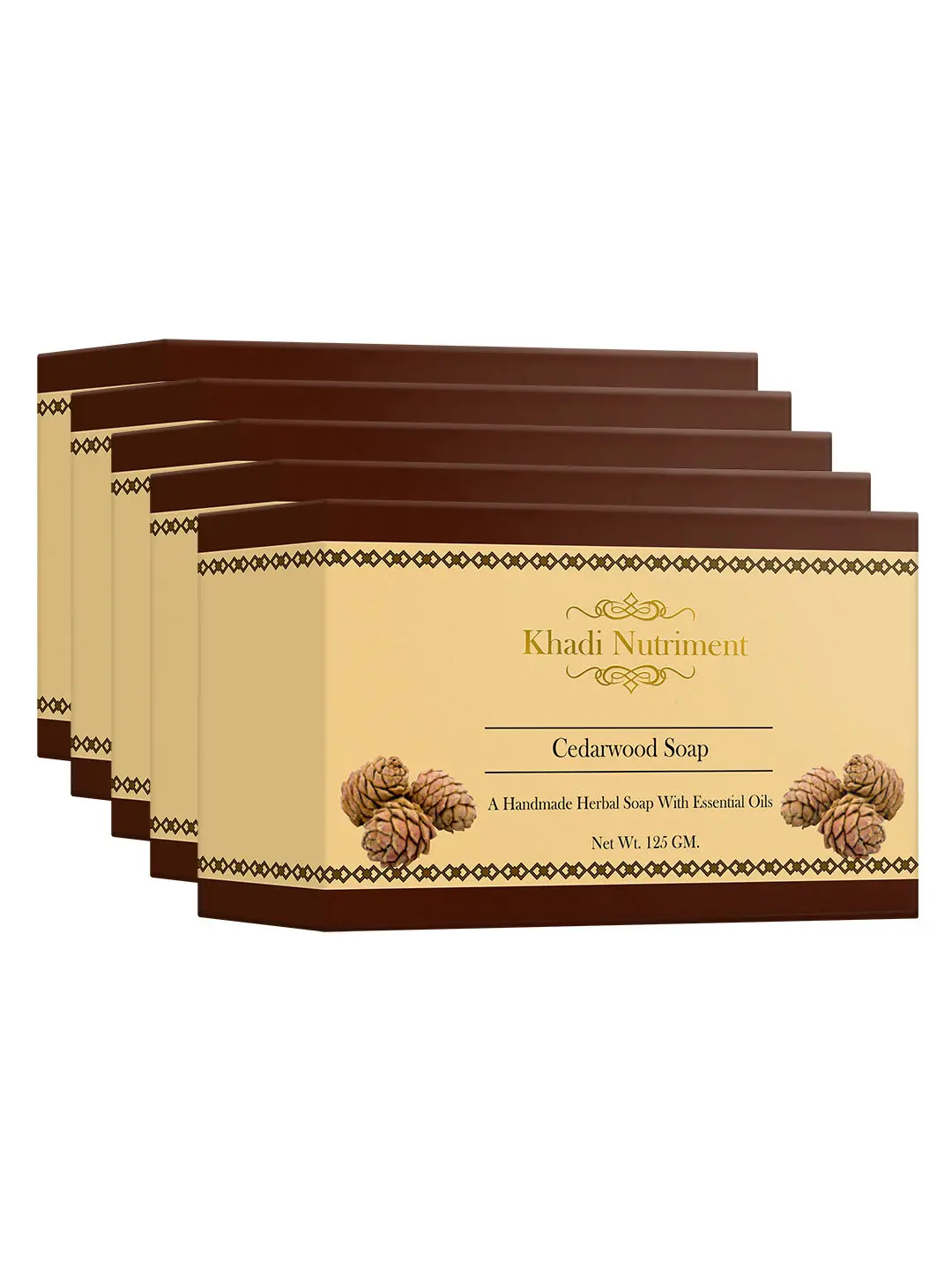 Khadi Nutriment Cedarwood Soap, 125 gm (Pack of 5)