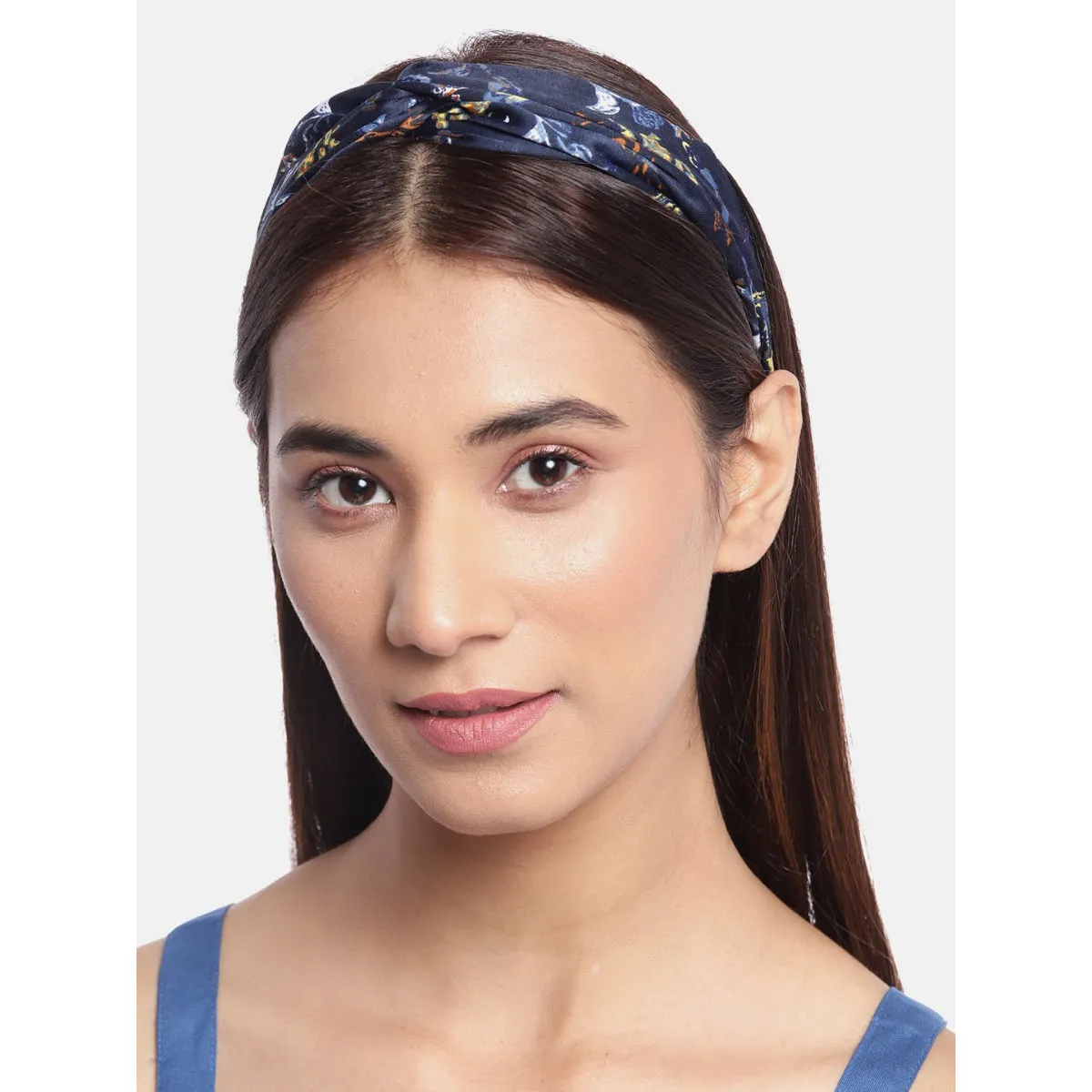 Blueberry Floral Printed Blue Knot Hairband