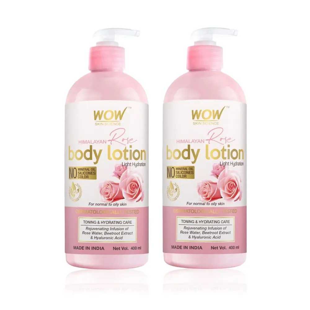 WOW Skin Science Himalayan Rose Body Lotion For Light Hydration - Normal To Oily Skin - with Rose Water, Beetroot Extract - 400mL (Pack of 2)