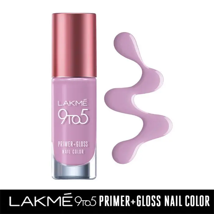 Lakme 9to5 Primer + Gloss Nail Colour, Lavender Breeze, 6 ml