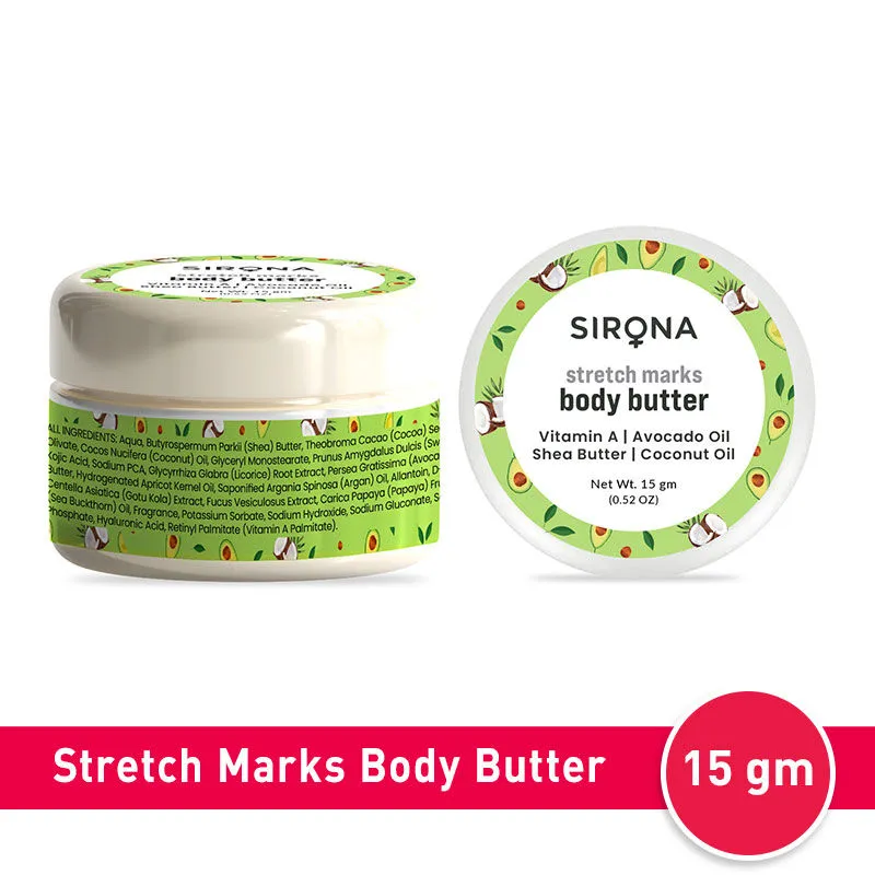 Sirona Natural Body Butter with Shea Butter for Men and Women, Prevents Moisturization (Mini)