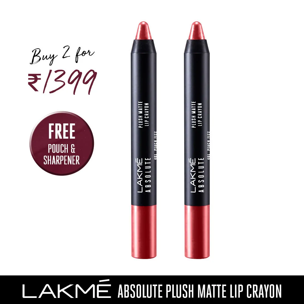 Lakme Absolute Plush Matte Lip Crayon - 401 Peach Fizz