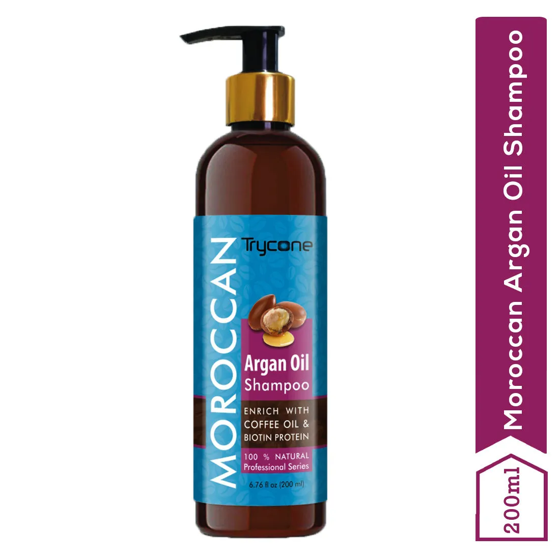 Trycone Moroccan Argan Oil Shampoo Enrich With Coffee Oil & Biotin Protein