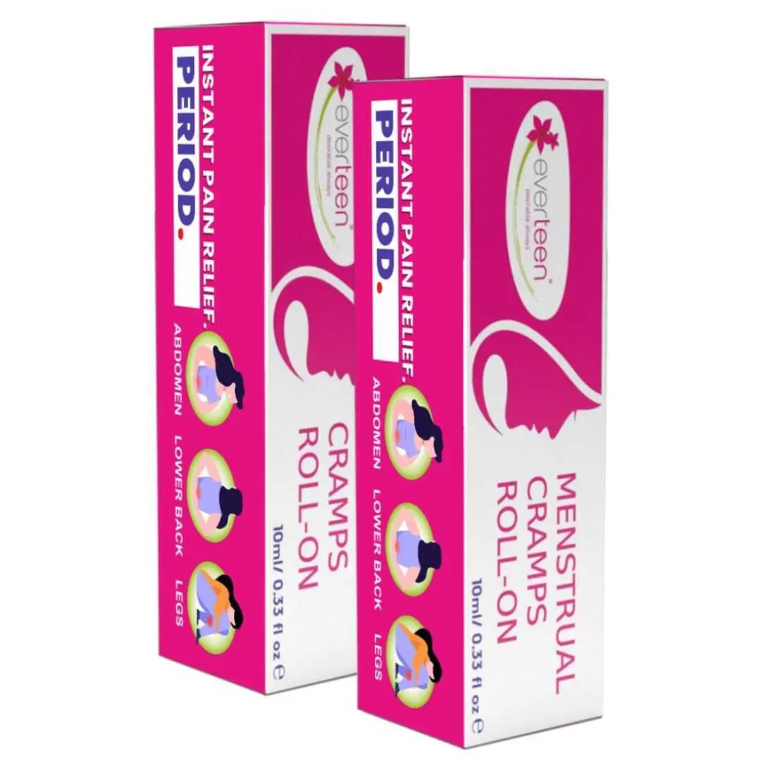 everteen Menstrual Cramps Roll-On for Period Pain Relief in Women - 2 Packs (10ml Each)