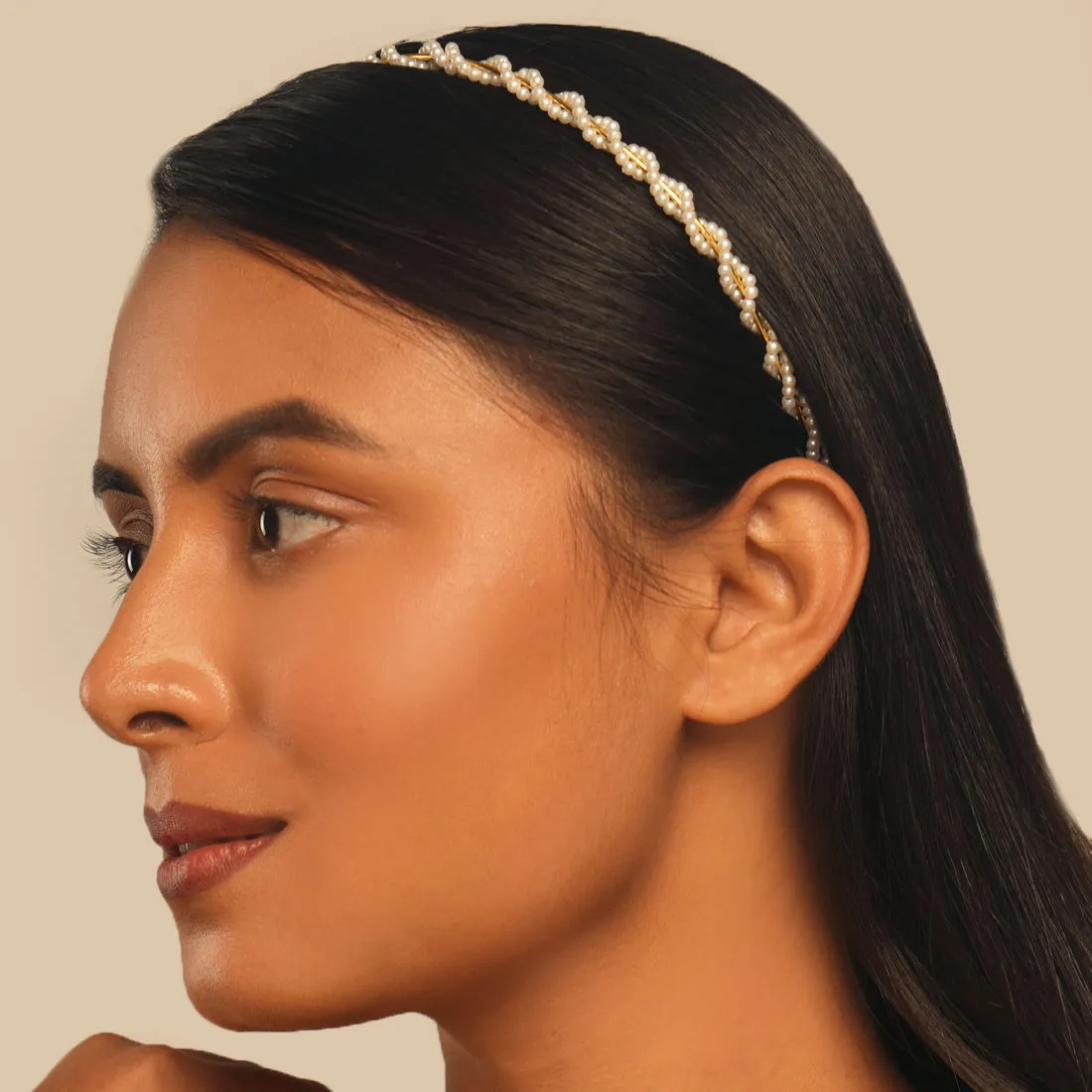 Belleziya Small Pearl Headband For Women & Girls For Party & Office Wear