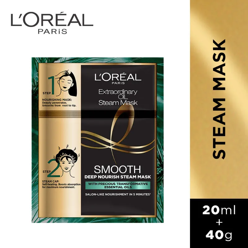 L'Oreal Paris Extraordinary Oil Smooth Steam Mask (Paraben Free) Nourishing Treatment