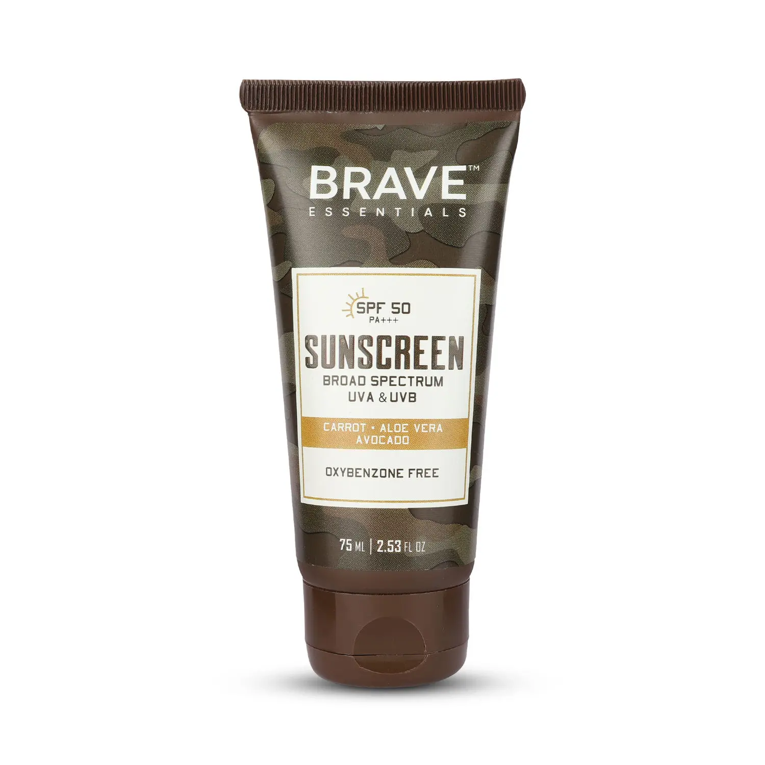 Brave Essentials SPF 50 Sunscreen | 75ml |SPF 50 PA +++ Broad Spectrum UVA/UVB