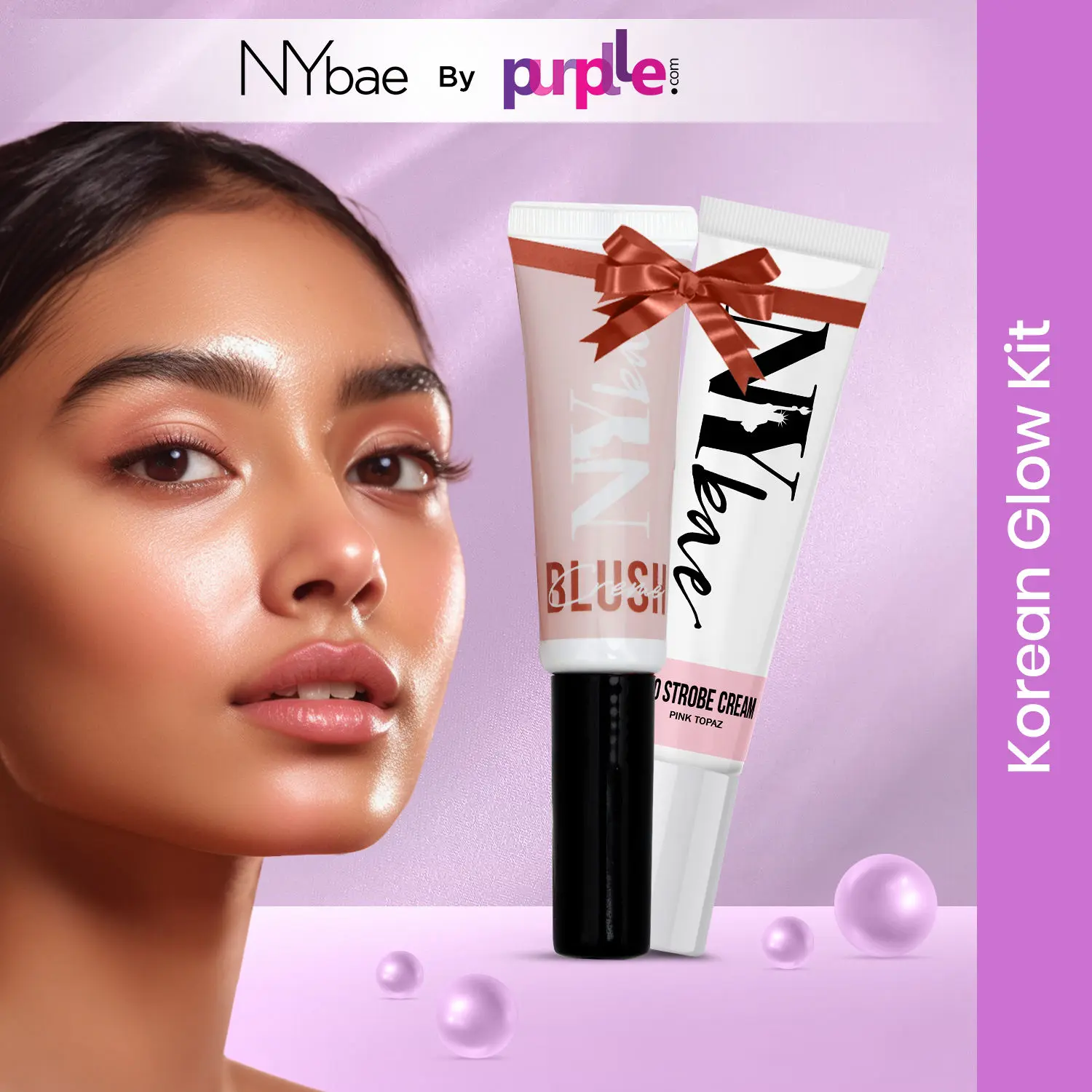 NY Bae Korean Glow Kit | Combo Pack | Highlighter + Moisturiser + Primer | Blush (22g)