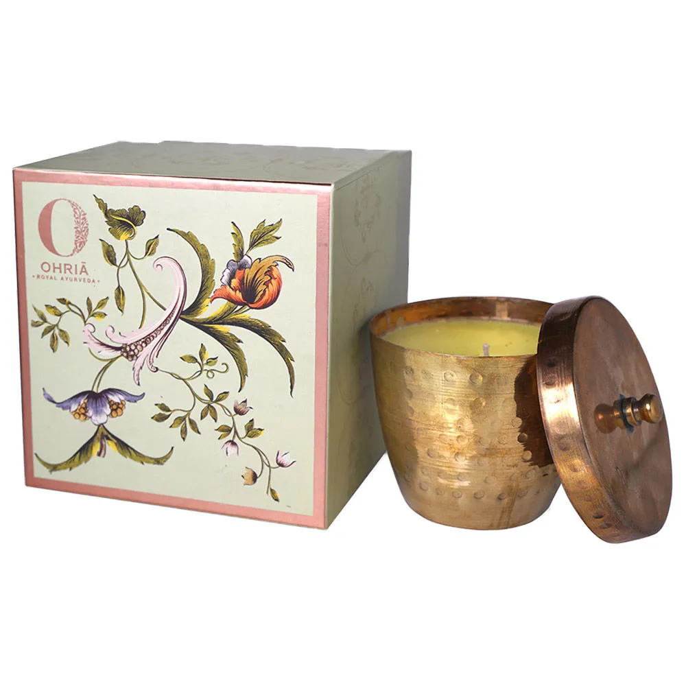 Ohria Ayurveda Sandalwood & Kesar Luxury Brass Candle