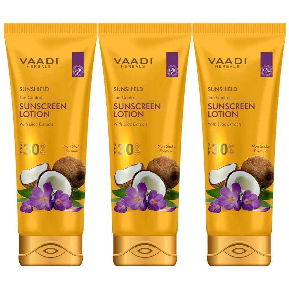Vaadi Herbals Value Pack Of 3 Sunscreen Lotion Spf-30 With Lilac Extract (110 ml * 3)